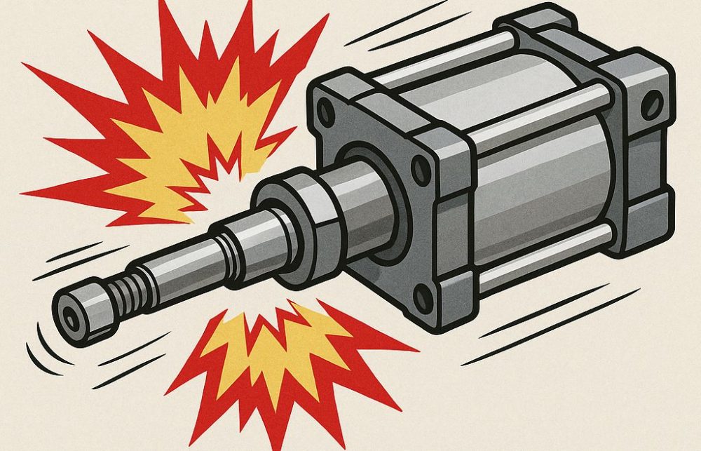 エアシリンダの飛び出し現象