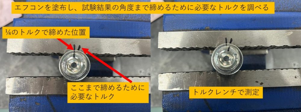 エフコンを塗布したときのトルクを測定する