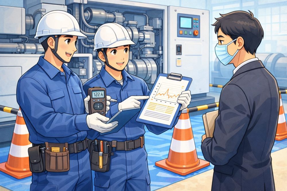 客先に説明している様子